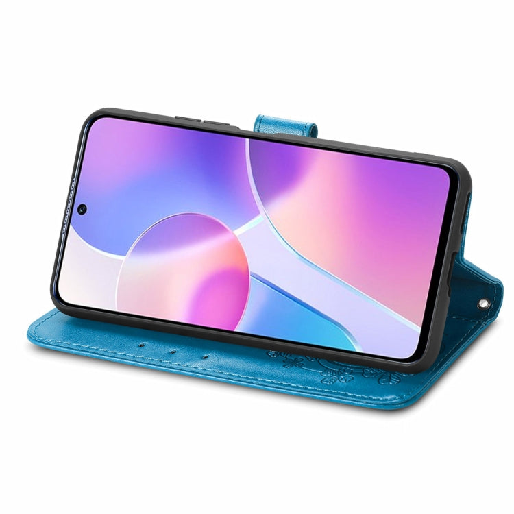 For Honor X30i Four-leaf Clasp Embossed Buckle Leather Phone Case