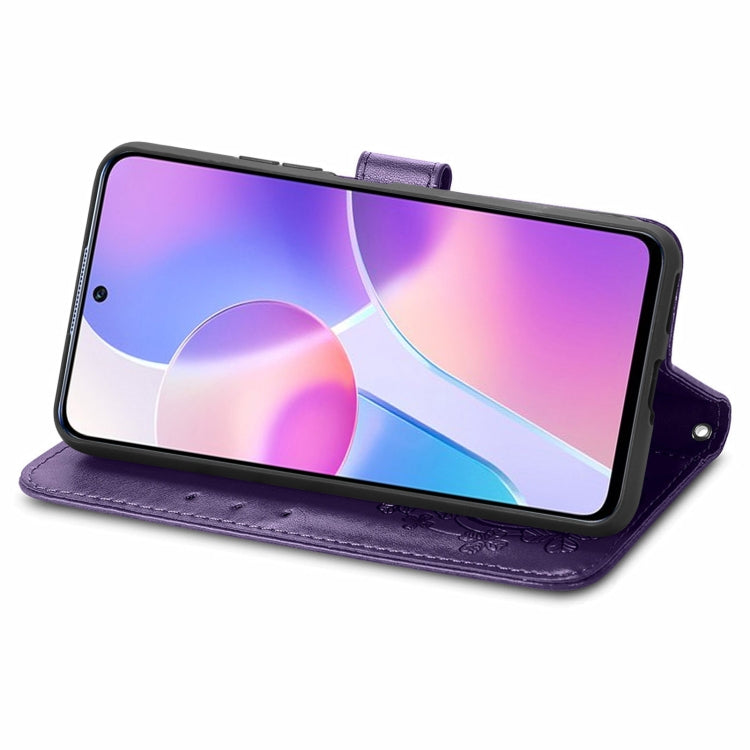 For Honor X30i Four-leaf Clasp Embossed Buckle Leather Phone Case