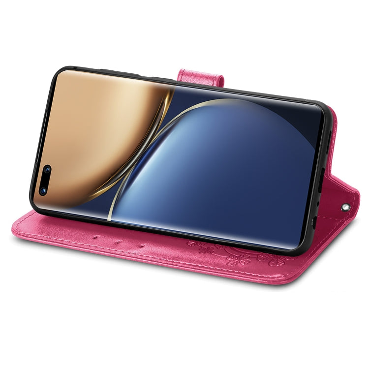 For Honor Magic3 Pro Four-leaf Clasp Embossed Buckle Leather Phone Case