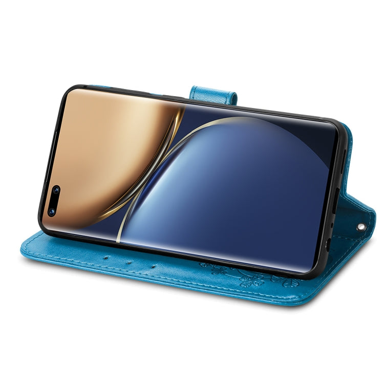 For Honor Magic3 Pro Four-leaf Clasp Embossed Buckle Leather Phone Case