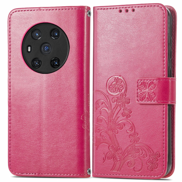 For Honor Magic3 Four-leaf Clasp Embossed Buckle Leather Phone Case