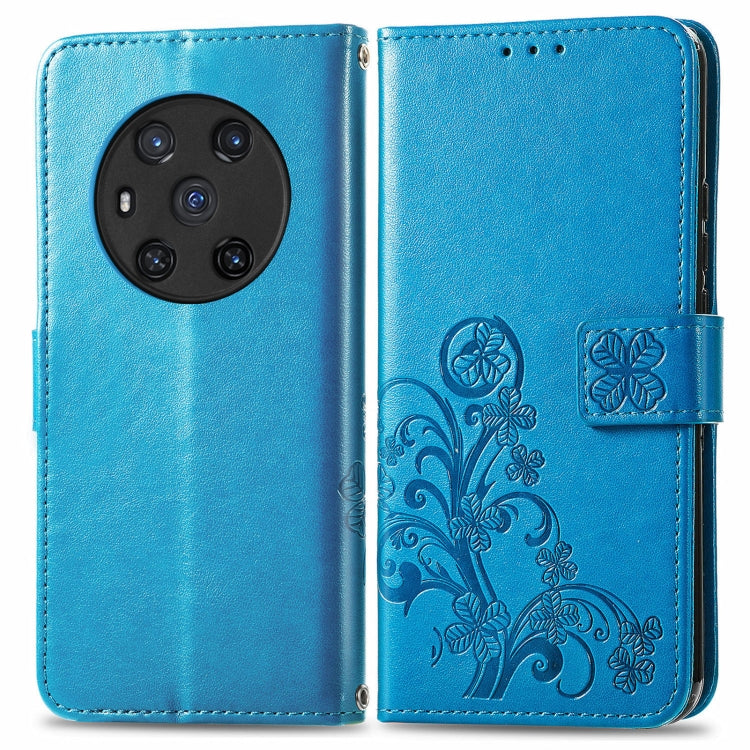 For Honor Magic3 Four-leaf Clasp Embossed Buckle Leather Phone Case