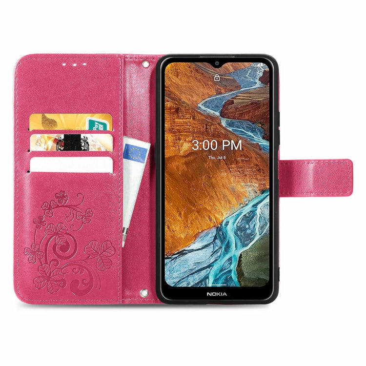 For Nokia G300 Four-leaf Clasp Embossed Buckle Leather Phone Case