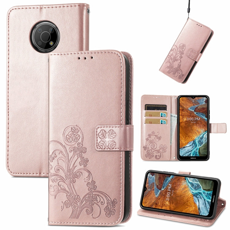 For Nokia G300 Four-leaf Clasp Embossed Buckle Leather Phone Case