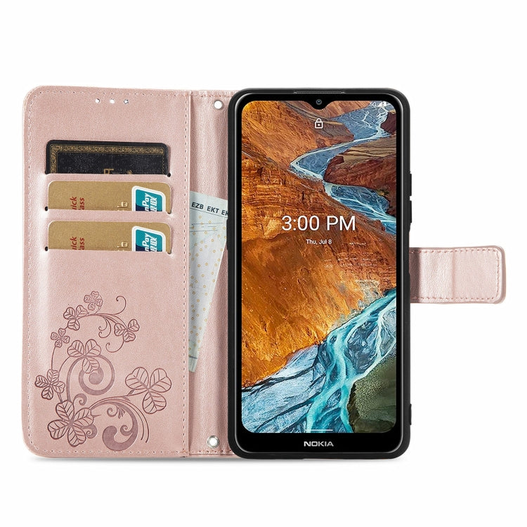 For Nokia G300 Four-leaf Clasp Embossed Buckle Leather Phone Case