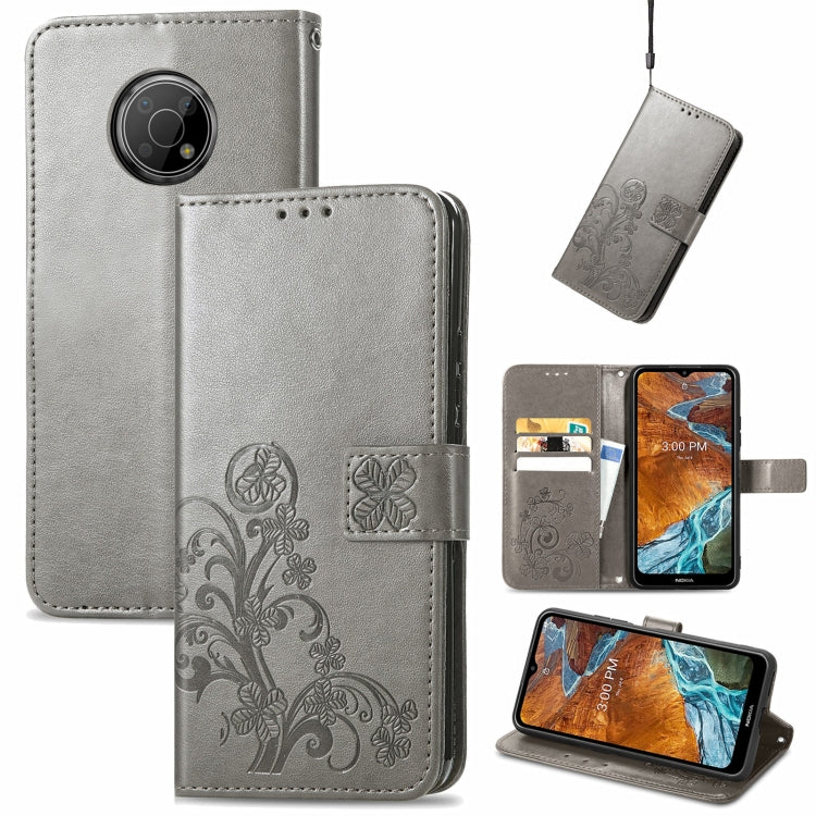 For Nokia G300 Four-leaf Clasp Embossed Buckle Leather Phone Case