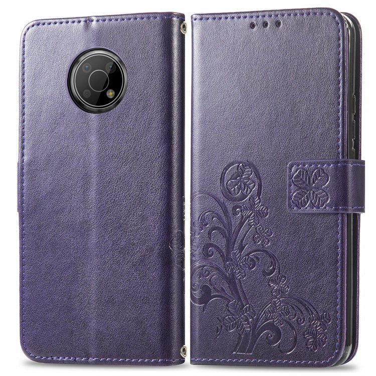 For Nokia G300 Four-leaf Clasp Embossed Buckle Leather Phone Case