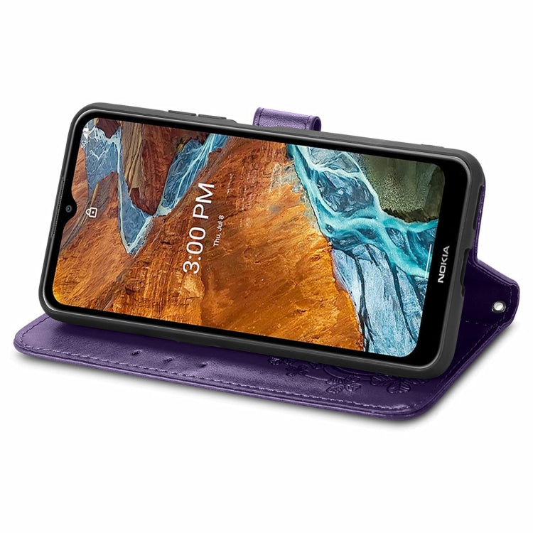 For Nokia G300 Four-leaf Clasp Embossed Buckle Leather Phone Case