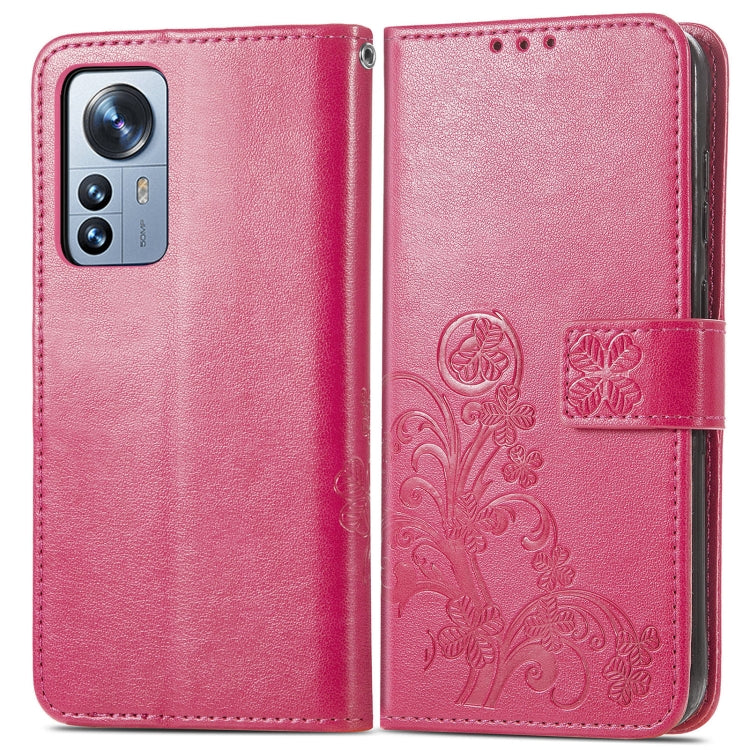 For Xiaomi 12 Pro Four-leaf Clasp Embossed Buckle Leather Phone Case