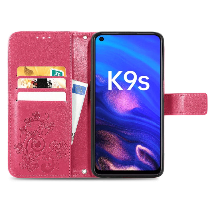 For OPPO K9s Four-leaf Clasp Embossed Buckle Leather Phone Case