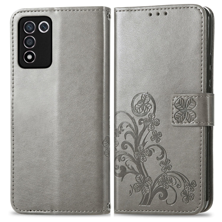 For OPPO K9s Four-leaf Clasp Embossed Buckle Leather Phone Case