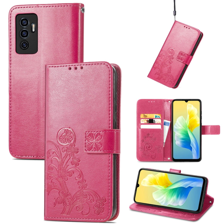 For vivo S10e Four-leaf Clasp Embossed Buckle Leather Phone Case