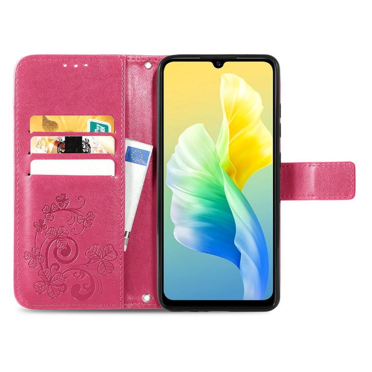 For vivo S10e Four-leaf Clasp Embossed Buckle Leather Phone Case