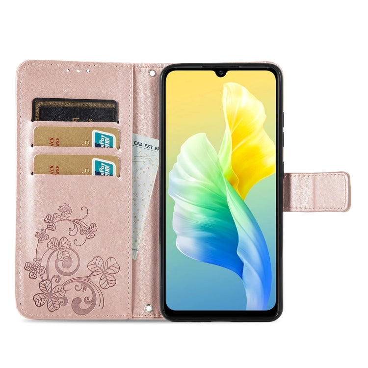 For vivo S10e Four-leaf Clasp Embossed Buckle Leather Phone Case
