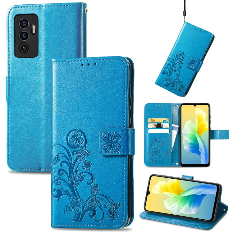 For vivo S10e Four-leaf Clasp Embossed Buckle Leather Phone Case