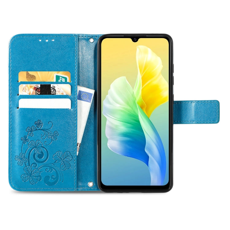 For vivo S10e Four-leaf Clasp Embossed Buckle Leather Phone Case