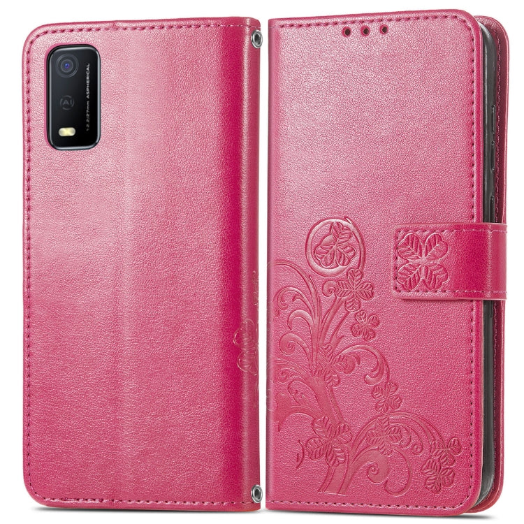 For vivo Y3s 2021 Four-leaf Clasp Embossed Buckle Leather Phone Case