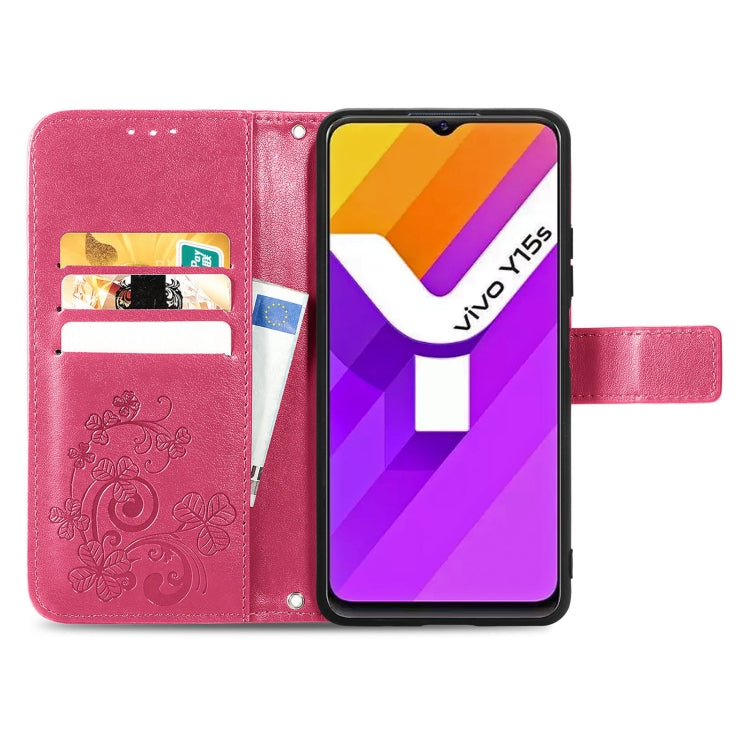 For vivo Y15S Four-leaf Clasp Embossed Buckle Leather Phone Case