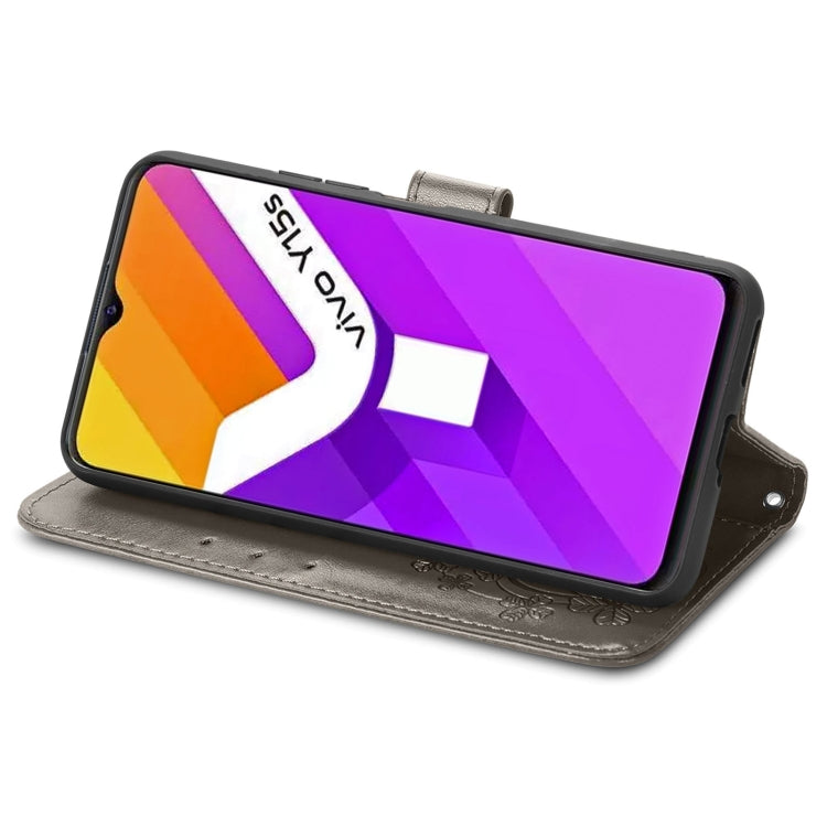 For vivo Y15S Four-leaf Clasp Embossed Buckle Leather Phone Case