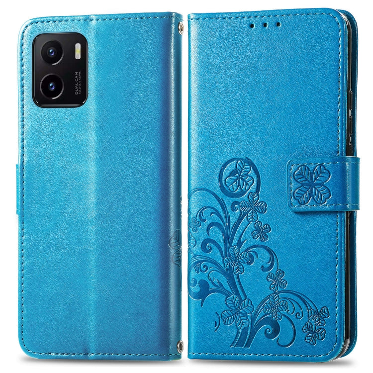 For vivo Y15S Four-leaf Clasp Embossed Buckle Leather Phone Case