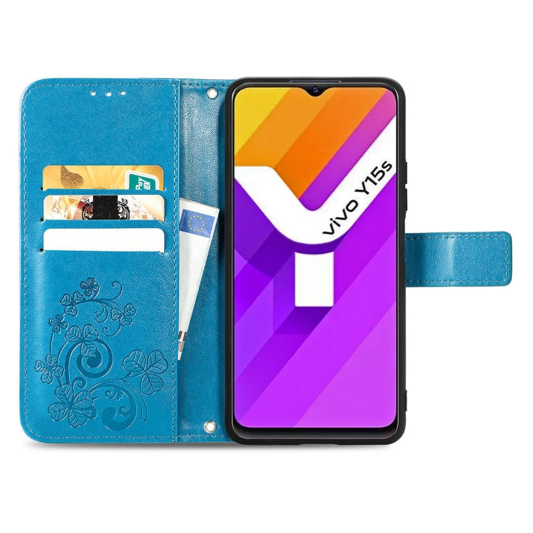 For vivo Y15S Four-leaf Clasp Embossed Buckle Leather Phone Case