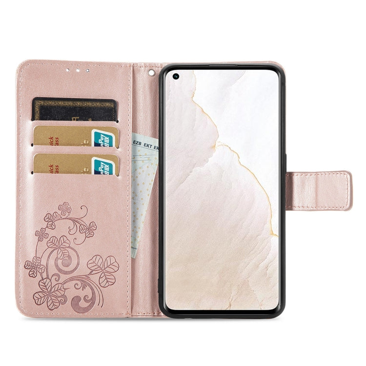For OPPO Realme GT Explorer Master Four-leaf Clasp Embossed Buckle Leather Phone Case