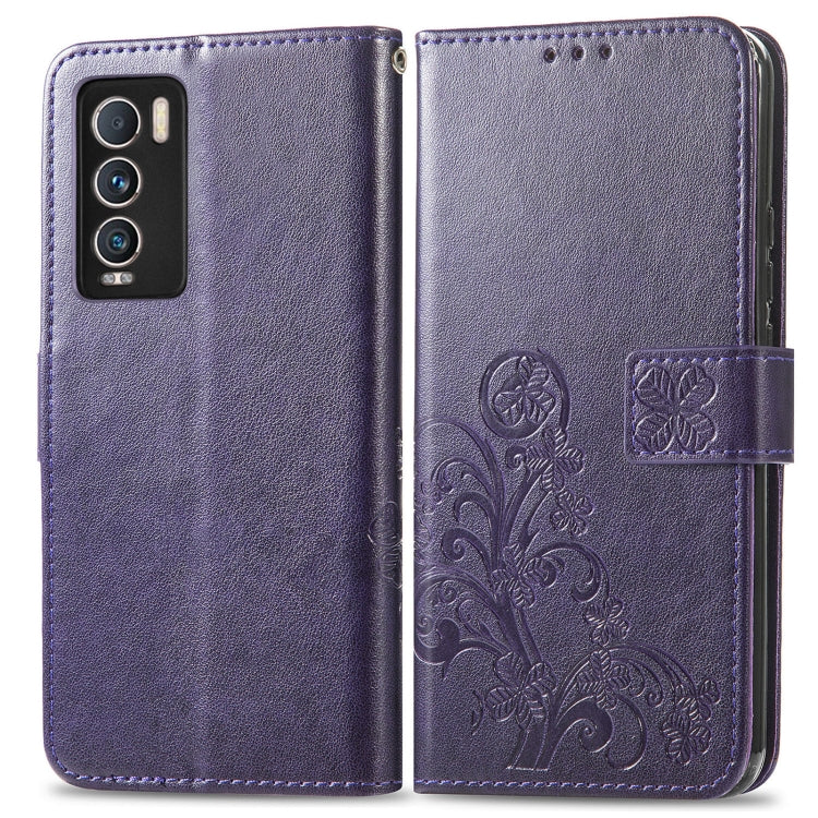 For OPPO Realme GT Explorer Master Four-leaf Clasp Embossed Buckle Leather Phone Case