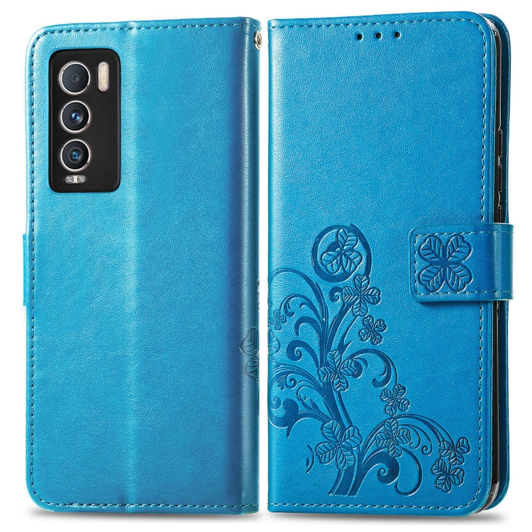 For OPPO Realme GT Explorer Master Four-leaf Clasp Embossed Buckle Leather Phone Case