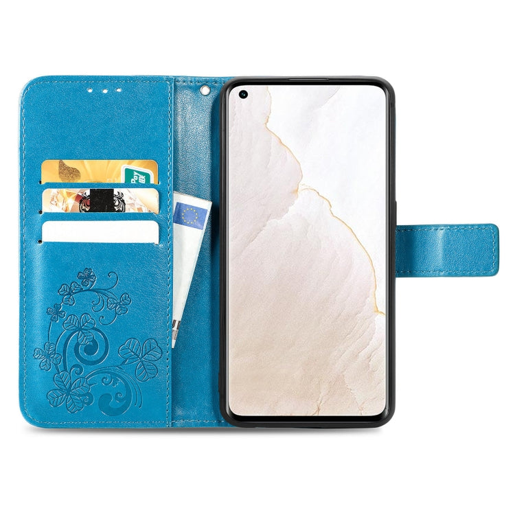 For OPPO Realme GT Explorer Master Four-leaf Clasp Embossed Buckle Leather Phone Case