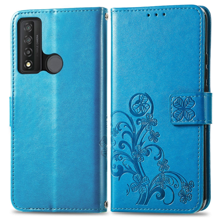 For TCL 20 XE Four-leaf Clasp Embossed Buckle Mobile Phone Leather Case