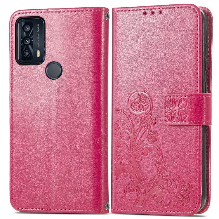 For TCL 20B Four-leaf Clasp Embossed Buckle Mobile Phone Leather Case