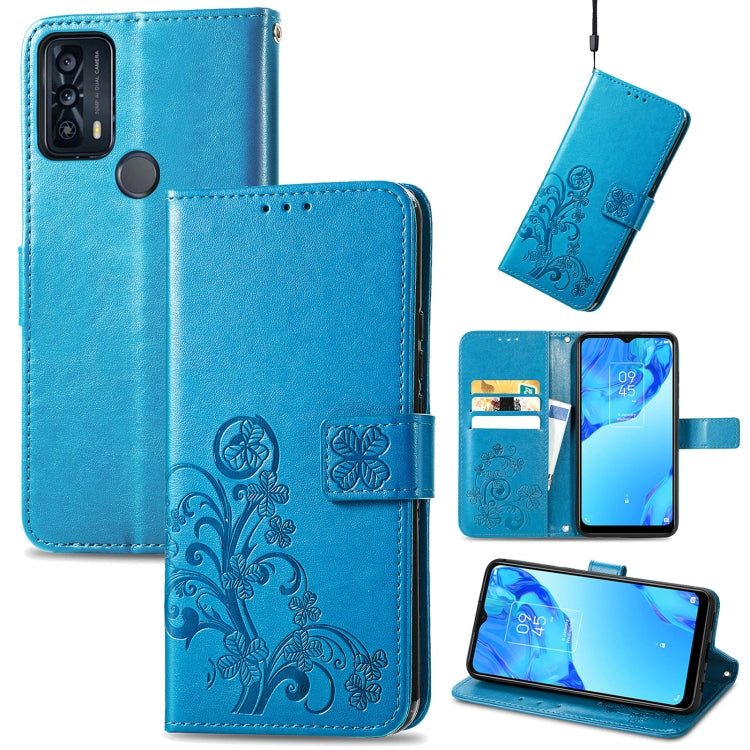 For TCL 20B Four-leaf Clasp Embossed Buckle Mobile Phone Leather Case