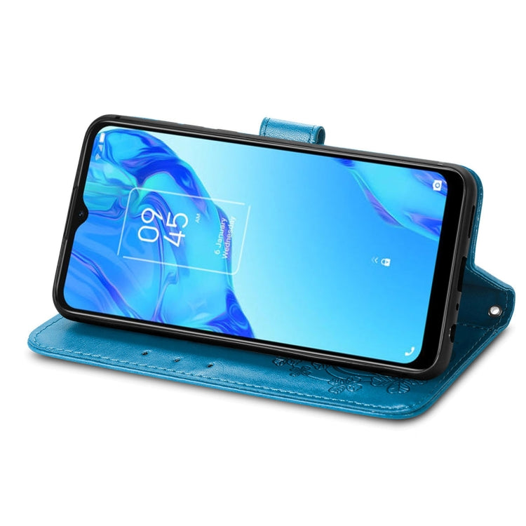 For TCL 20B Four-leaf Clasp Embossed Buckle Mobile Phone Leather Case