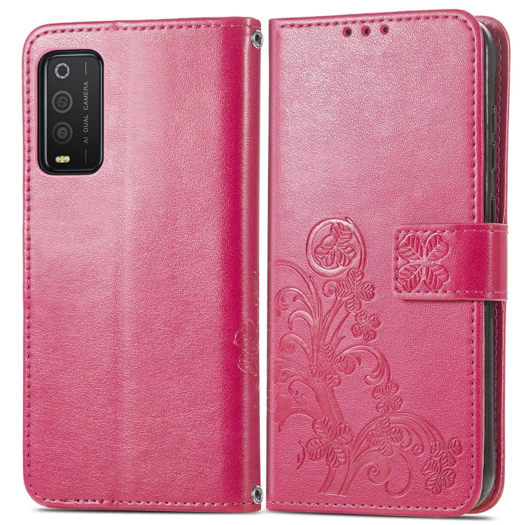 For TCL 205 Four-leaf Clasp Embossed Buckle Mobile Phone Leather Case