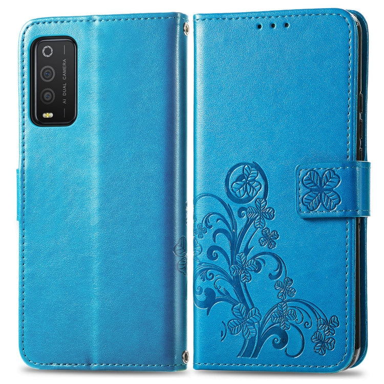 For TCL 205 Four-leaf Clasp Embossed Buckle Mobile Phone Leather Case