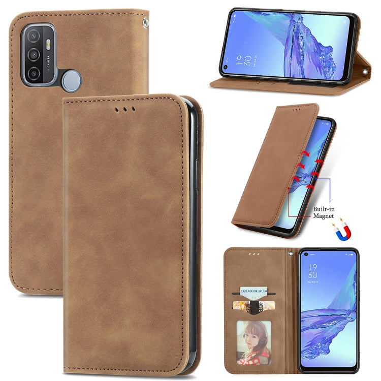 For OPPO A53 5G Retro Skin Feel Magnetic Horizontal Flip Leather Phone Case