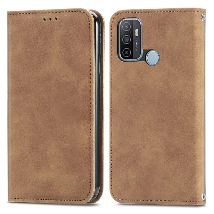For OPPO A53 5G Retro Skin Feel Magnetic Horizontal Flip Leather Phone Case