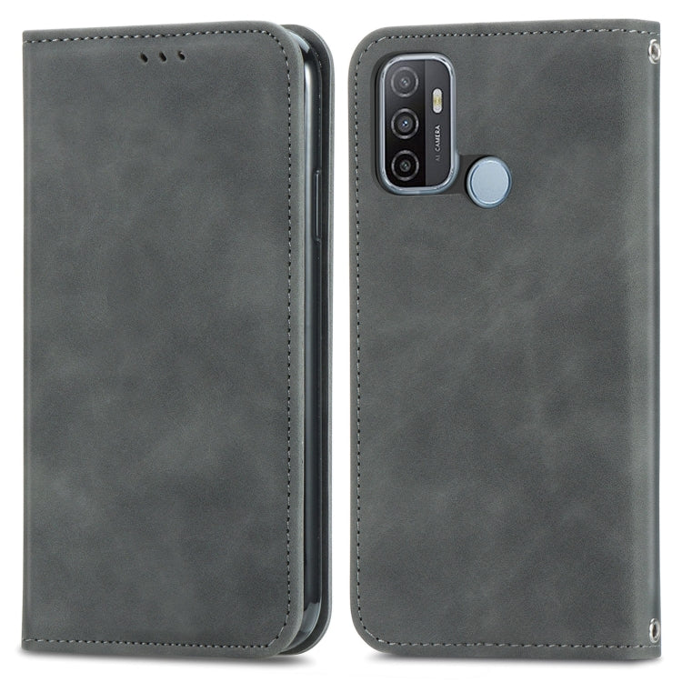 For OPPO A53 5G Retro Skin Feel Magnetic Horizontal Flip Leather Phone Case