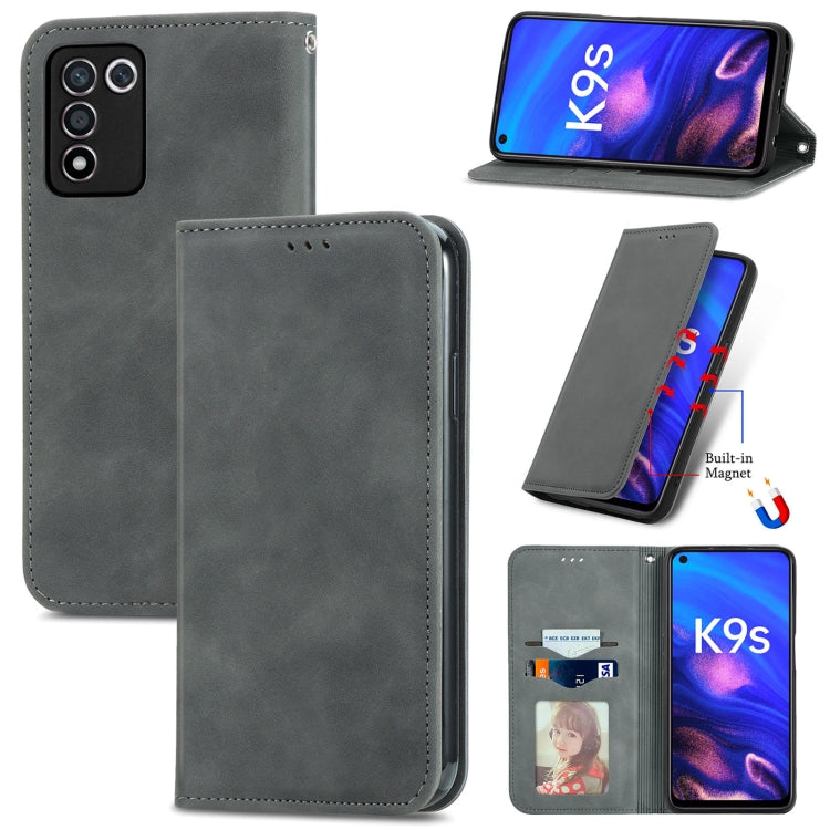 For OPPO K9s Retro Skin Feel Magnetic Horizontal Flip Leather Phone Case