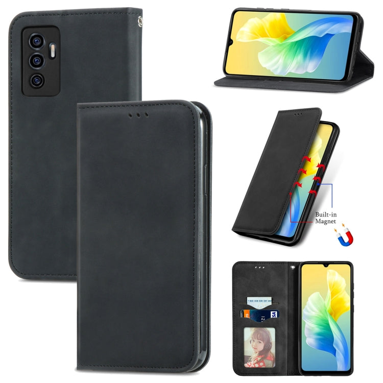For vivo S10e Retro Skin Feel Magnetic Horizontal Flip Leather Phone Case