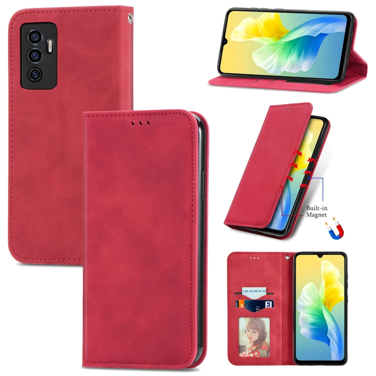 For vivo S10e Retro Skin Feel Magnetic Horizontal Flip Leather Phone Case