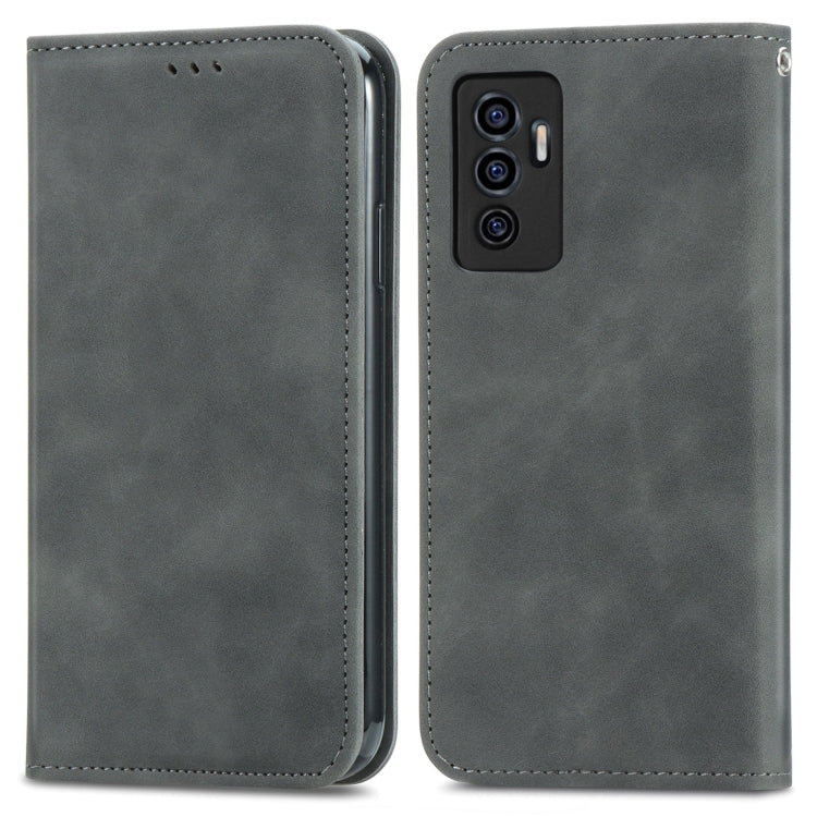 For vivo S10e Retro Skin Feel Magnetic Horizontal Flip Leather Phone Case