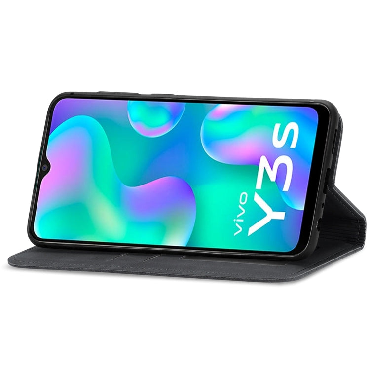 For vivo Y3s 2021 Retro Skin Feel Magnetic Horizontal Flip Leather Phone Case