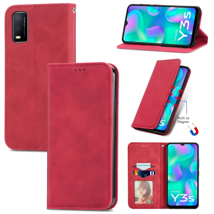 For vivo Y3s 2021 Retro Skin Feel Magnetic Horizontal Flip Leather Phone Case