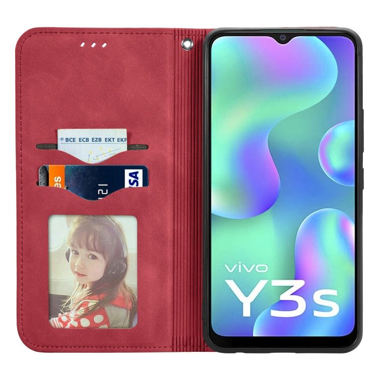 For vivo Y3s 2021 Retro Skin Feel Magnetic Horizontal Flip Leather Phone Case