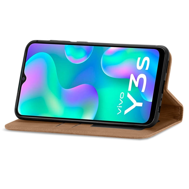 For vivo Y3s 2021 Retro Skin Feel Magnetic Horizontal Flip Leather Phone Case