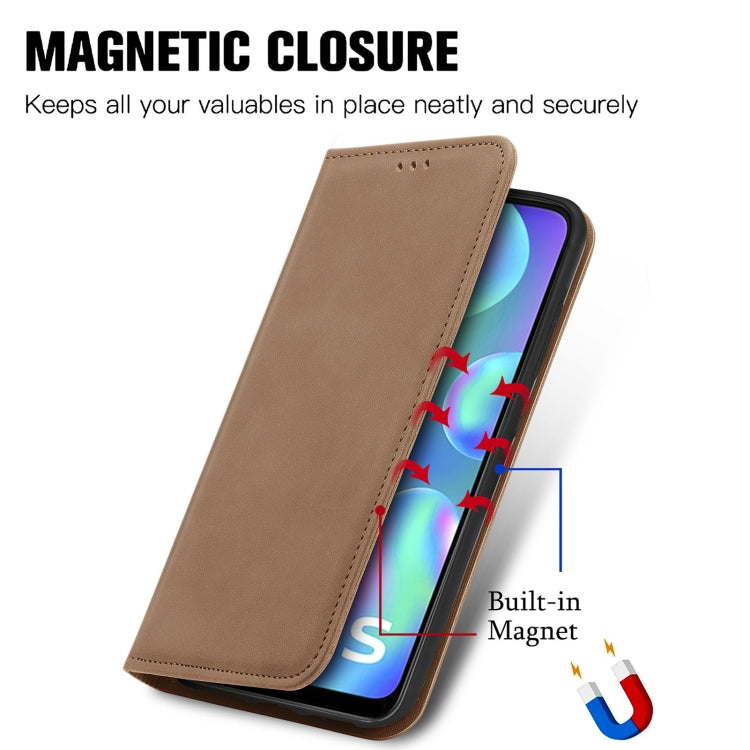 For vivo Y3s 2021 Retro Skin Feel Magnetic Horizontal Flip Leather Phone Case