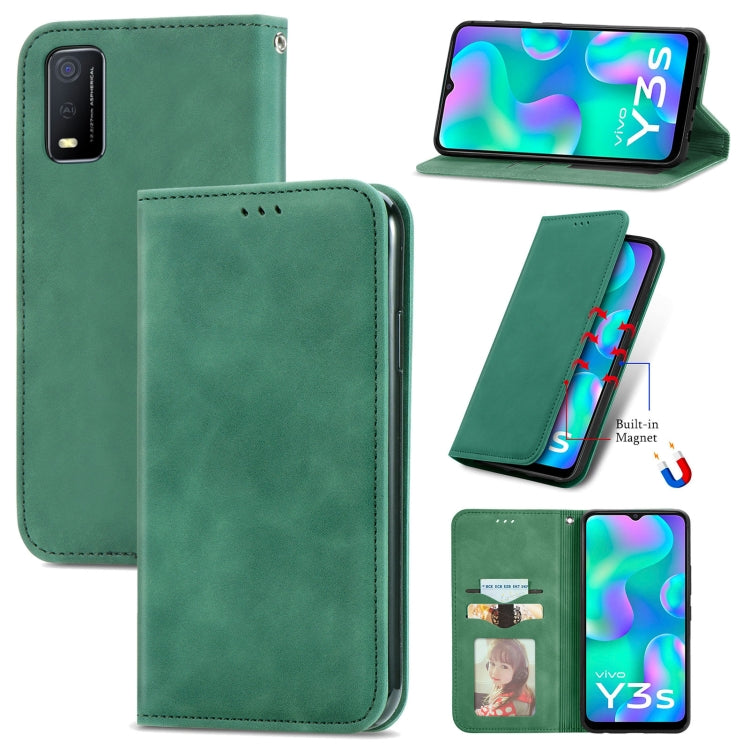 For vivo Y3s 2021 Retro Skin Feel Magnetic Horizontal Flip Leather Phone Case