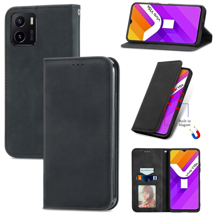 For vivo Y15S Retro Skin Feel Magnetic Horizontal Flip Leather Phone Case