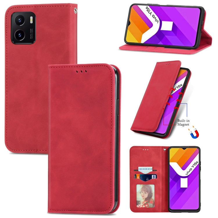 For vivo Y15S Retro Skin Feel Magnetic Horizontal Flip Leather Phone Case